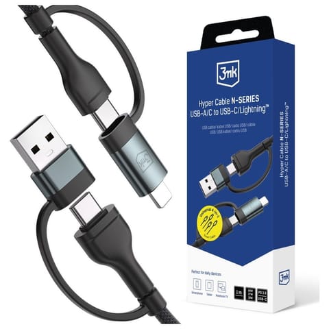 ⁨Kabel 3MK Hyper Cable N-SERIES           USB-A/USB-C do USB-C/Lightning 1.2m 9V/2A 60W⁩ w sklepie Wasserman.eu