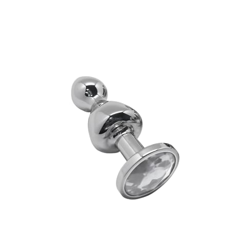 ⁨Korek analny Lollypop Double Ball Metal Plug S White Wooomy⁩ w sklepie Wasserman.eu
