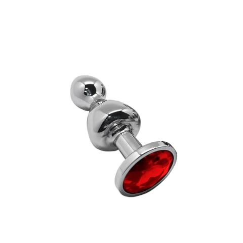 ⁨Korek analny Lollypop Double Ball Metal Plug L Red Wooomy⁩ w sklepie Wasserman.eu