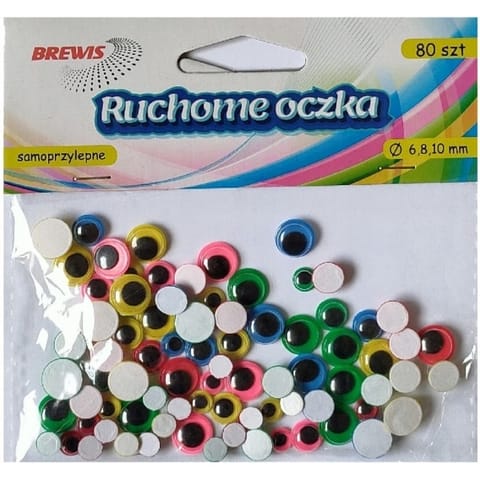 ⁨Oczka ruchome okrągłe samoprzylepne 6,8,10mm (80 sztuki) RO20 BREWIS⁩ w sklepie Wasserman.eu