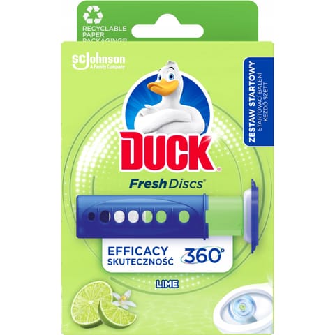 ⁨Żelowy krążek do WC z dozownikiem 36ml DUCK Lime⁩ w sklepie Wasserman.eu