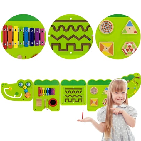 ⁨VIGA Tablica Sensoryczna Manipulacyjna Krokodyl Certyfikat FSC Montessori⁩ w sklepie Wasserman.eu