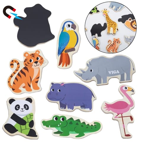 ⁨VIGA Drewniane Magnesy Dzikie Zwierzęta – Kolorowe Magnesy Edukacyjne 18M+⁩ w sklepie Wasserman.eu