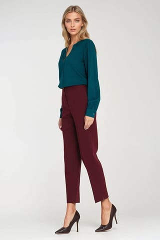 Eleganckie spodnie 7/8 - bordo - SD117 (kolor bordo, rozmiar 36) w sklepie Wasserman.eu