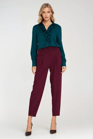 Spodnie baggy z wyskoim stanem - bordo - SD120 (kolor bordo, rozmiar 42) w sklepie Wasserman.eu