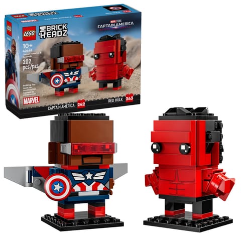 ⁨LEGO BrickHeadz Figurki Kapitana Ameryki i Czerwonego Hulka 40668⁩ w sklepie Wasserman.eu