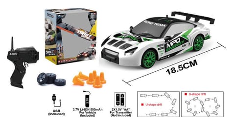 ⁨Auto Sportowe Zdalnie Sterowane Wymienne Koła Biało- Zielone⁩ w sklepie Wasserman.eu