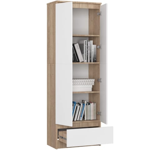 ⁨OFFICE RACK WARDROBE R 60 cm CLP 1 DRAWER 2 DOORS SONOMA OAK / WHITE⁩ at Wasserman.eu