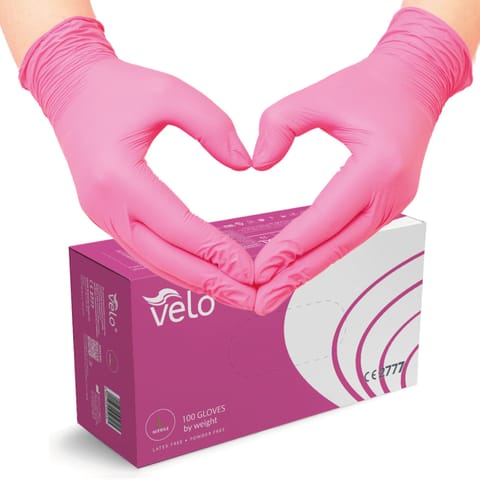 ⁨VELO NITRILE PINK L Różowe rękawice nitrylowe zabiegowe bezpudrowe, 100 szt.⁩ w sklepie Wasserman.eu