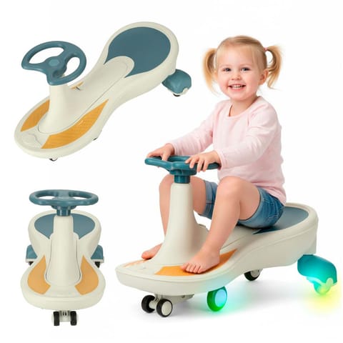 ⁨Jeździk grawitacyjny LED Swing Fix S4 świecące koła z muzyką grający 76cm niebiesko-biały max 100kg⁩ w sklepie Wasserman.eu