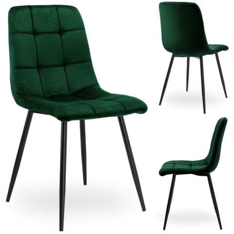 ⁨Krzesło welurowe DENVER velvet ciemnozielone⁩ w sklepie Wasserman.eu