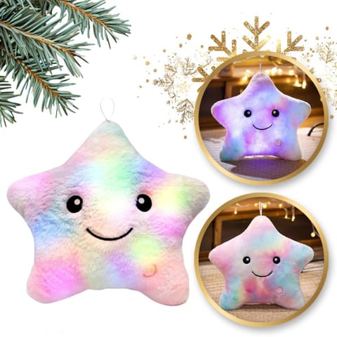 ⁨Poduszka w kształcie Gwiazdki Róż Ombre LED, piękna welurowa 40x35 cm PDS20⁩ w sklepie Wasserman.eu