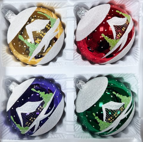 ⁨Bombki szklane 10cm 4 sztuki Ręcznie zdobione. Produkt polski (kolorowe)⁩ w sklepie Wasserman.eu