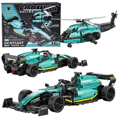 ⁨Klocki techniczne 2w1 Bolid Formuła 1 helikopter 736ele naklejki ZA5730⁩ w sklepie Wasserman.eu