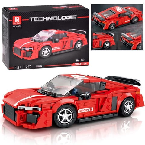 ⁨Klocki techniczne Auto CZERWONE w stylu sportowego coupe 373-ele ZA5782⁩ w sklepie Wasserman.eu