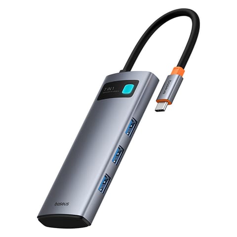 ⁨7w1 HUB adapter Metal Gleam USB-C HDMI USB-A USB-C PD SD microSD - szary⁩ w sklepie Wasserman.eu