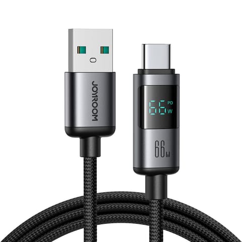 ⁨Kabel przewód z wyświetlaczem USB-A - USB-C 66W 1.2m - czarny⁩ w sklepie Wasserman.eu