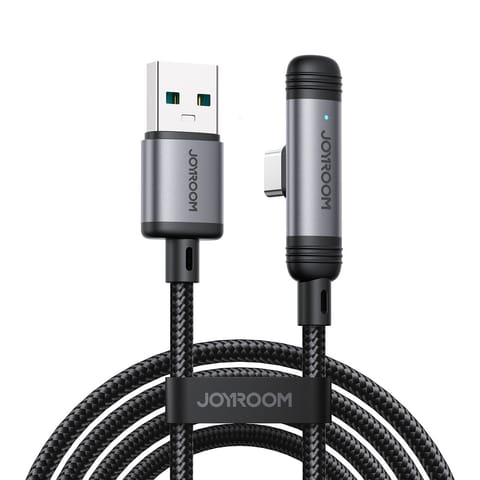 Kabel przewód kątowy USB-A USB-C 3A 1.2m - czarny w sklepie Wasserman.eu