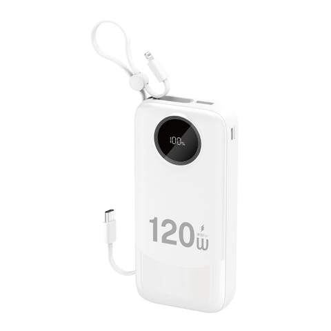 ⁨Powerbank K13 Pro 20000mAh z wbudowanym kablem - biały⁩ w sklepie Wasserman.eu