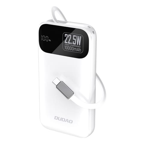 ⁨Powerbank K31 10000 mAh 22.5W PD z wbudowanym kablem - biały⁩ w sklepie Wasserman.eu