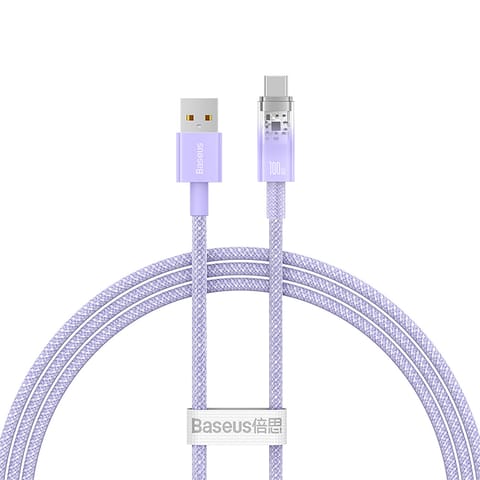 ⁨Kabel przewód Explorer z czujnikiem temperatury USB-A USB-C 100W 1m - fioletowy⁩ w sklepie Wasserman.eu