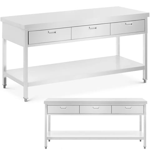 ⁨Stół blat roboczy gastronomiczny 3 szuflady półka STAL 180 x 60 cm⁩ w sklepie Wasserman.eu