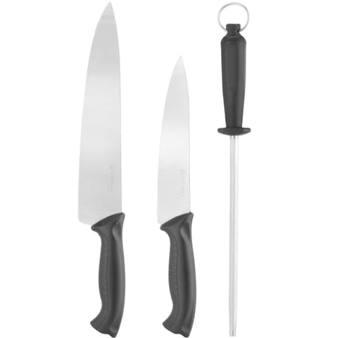 ⁨Zestaw noży szefa kuchni 18 cm i 24 cm z ostrzałką⁩ w sklepie Wasserman.eu