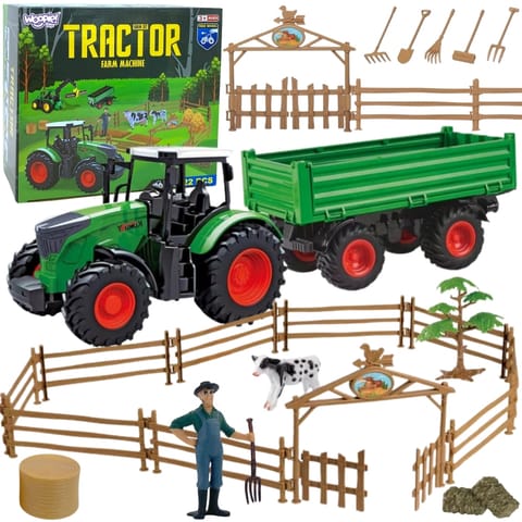 ⁨WOOPIE Zestaw Mini Farma Traktor Zwierzęta Osada Farma Rolnik 1:24⁩ w sklepie Wasserman.eu