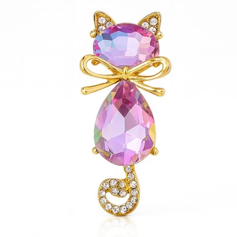 ⁨Broszka ozdobna kryształkowy kotek BZ220⁩ w sklepie Wasserman.eu