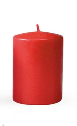 ⁨Świeca CLASSIC CANDLES Walec mały 7x7x10cm czerwona parafinowa⁩ w sklepie Wasserman.eu