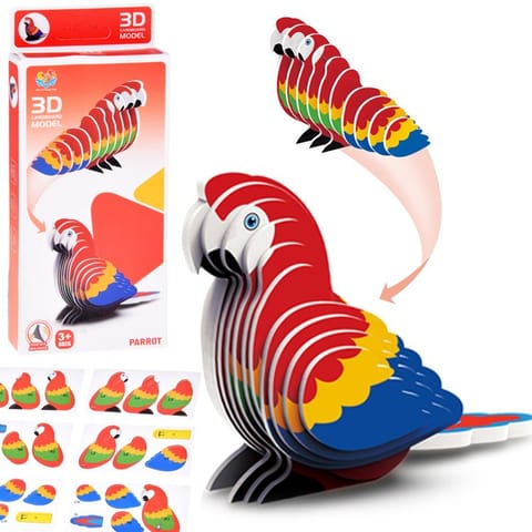 ⁨Puzzle 3D kartonowy model kolorowy PAPUGA ARA zrób to sam DIY 24 el ZA5719⁩ w sklepie Wasserman.eu