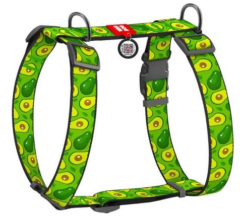 ⁨Collar WauDog Nylon Szelki nylonowe anatomiczne w kształcie litery H, z QR-paszportem, plastikowy fastex, wzór AWOKADO, rozmiar XL 35mm⁩ w sklepie Wasserman.eu
