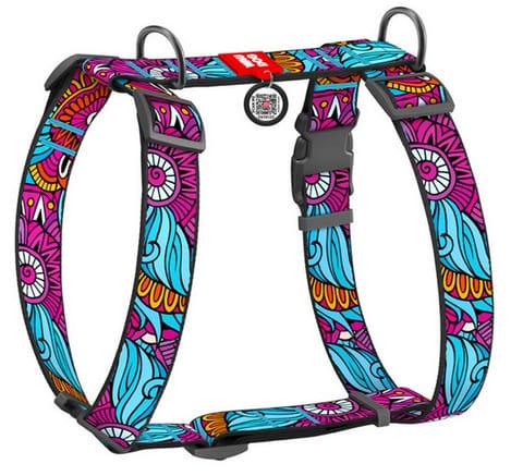 ⁨Collar WauDog Nylon Szelki nylonowe anatomiczne w kształcie litery H, z QR-paszportem, plastikowy fastex, wzór LATO, rozmiar XL 35mm⁩ w sklepie Wasserman.eu