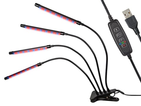 ⁨Lampa stojąca do uprawy roślin z klipsem poczwórna⁩ w sklepie Wasserman.eu