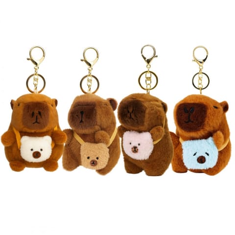 ⁨Brelok do kluczy pluszowa piszcząca Kapibara z torebką, LOSOWY KOLOR BRL387⁩ w sklepie Wasserman.eu