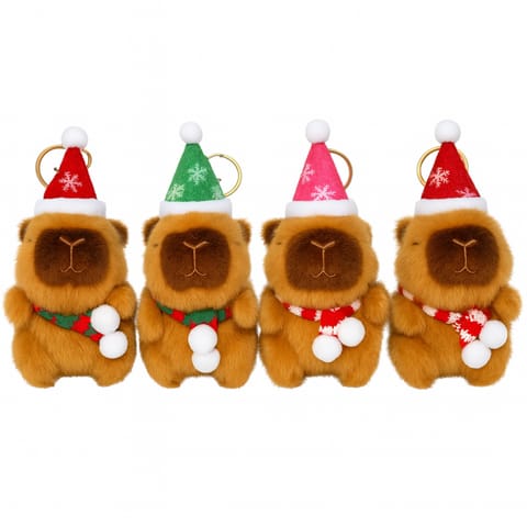 ⁨Brelok do kluczy pluszowa, Kapibara Bożonarodzeniowa 1szt. LOSOWY KOLOR BRL394⁩ w sklepie Wasserman.eu