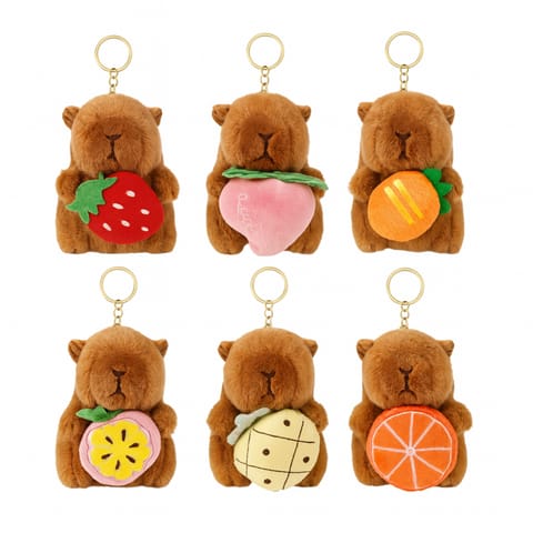 ⁨Brelok do kluczy pluszowa, puchata Kapibara naciągane owoce 1szt. LOSOWY MODEL BRL395⁩ w sklepie Wasserman.eu