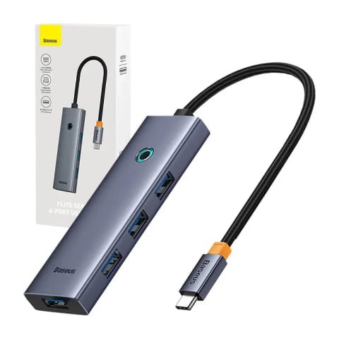 ⁨Hub 4w1 Baseus UltraJoy  USB-C do USB 3.0 (szary)⁩ w sklepie Wasserman.eu