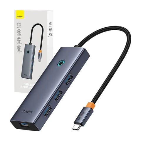 ⁨Hub 5w1 Baseus UltraJoy 5-Port (1xHDMI4K@30Hz + 4xUSB 3.0) Szary⁩ w sklepie Wasserman.eu