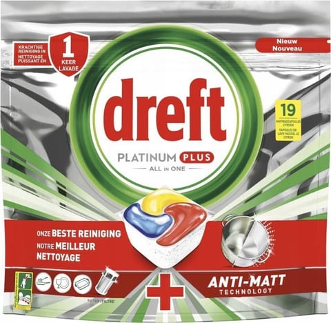 ⁨Dreft Platinum Plus Anti-Matt Tabletki do Zmywarki 19 szt.⁩ w sklepie Wasserman.eu