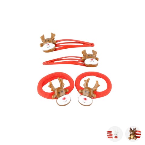 ⁨DONEGAL Zestaw świąteczny dwóch gumek i dwóch spinek (FA-5743) 1 op. - 4 szt - mix wzorów⁩ w sklepie Wasserman.eu