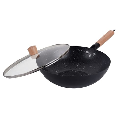 ⁨WOK Z POKRYWĄ Z POWŁOKĄ MARMURKOWĄ 30cm KINGHOFF KH-1984⁩ w sklepie Wasserman.eu