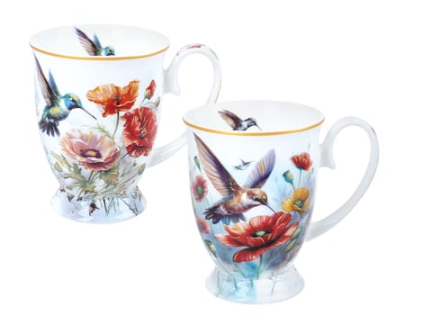 ⁨Kpl. 2 kubków w sercu - L. Lozano, Kwiaty i kolibry (CARMANI)⁩ w sklepie Wasserman.eu