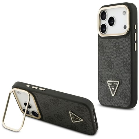 ⁨Etui Guess 4G PU Triangle Logo & Stand Camera Magsafe do iPhone 17 Pro czarny⁩ w sklepie Wasserman.eu