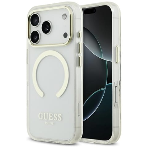 ⁨Etui Guess Metal Outline MagSafe do      iPhone 17 Pro złoty⁩ w sklepie Wasserman.eu