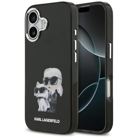 ⁨Etui Karl Lagerfeld IML Aquarelle Karl   & Choupette & Logo MagSafe do iPhone 17 czarny⁩ w sklepie Wasserman.eu