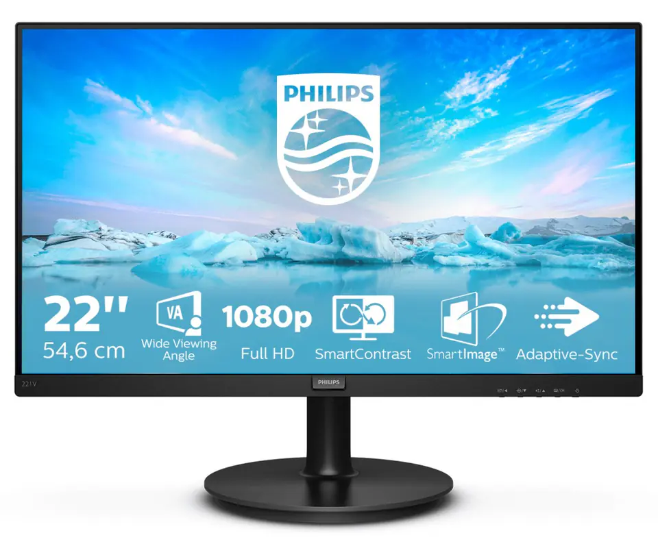 ⁨Monitor Philips 221V8A/00 (21,5"; VA; FullHD 1920x1080; HDMI, VGA; kolor czarny)⁩ w sklepie Wasserman.eu