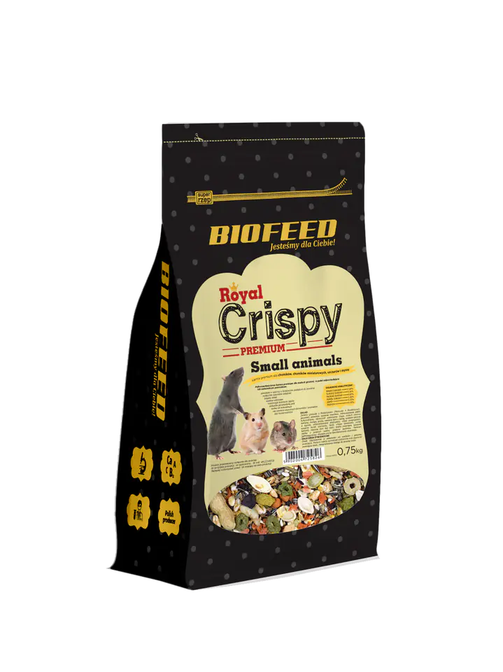 ⁨BIOFEED ROYAL CRISPY PREMIUM Small Animals pokarm dla małych gryzoni 750g⁩ w sklepie Wasserman.eu