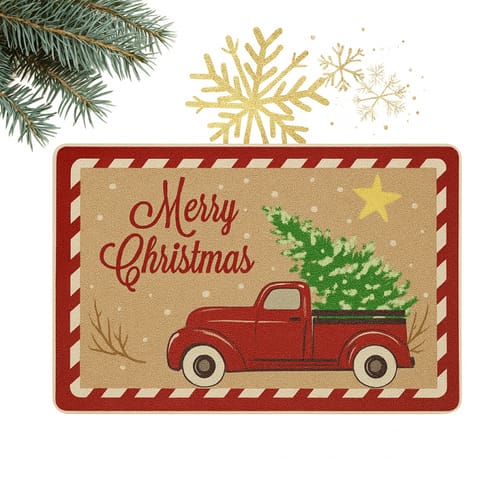 ⁨Dywanik wycieraczka świąteczna MERRY CHRISTMAS, czerwone auto 60x90cm DYW12⁩ w sklepie Wasserman.eu