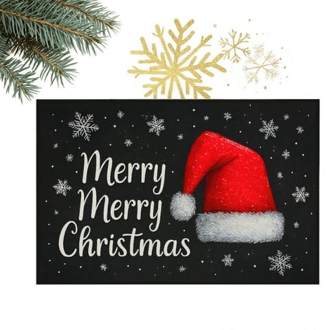 ⁨Dywanik wycieraczka świąteczna MERRY MERRY CHRISTMAS czarna 60x90cm DYW15⁩ w sklepie Wasserman.eu